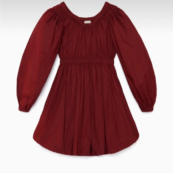 NWT $395 Ulla Johnson Martine Mini Dress in Bordeaux Size 2 Long Sleeve Poplin - Picture 5 of 9